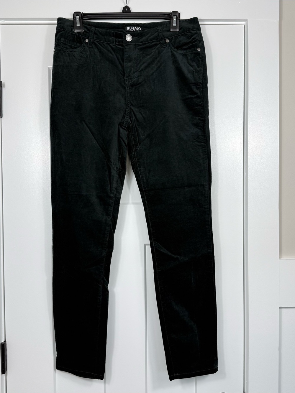 Buffalo David Bitton Marvel Skinny Pants Mid Rise Velvet Dark Green Women 10 30